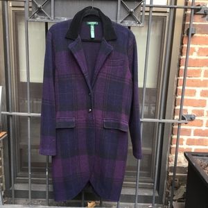 Ralph Lauren Plaid Coat with Velvet Collar